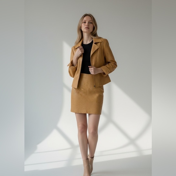 YBS Soft Leather Jacket &  Pencil Skirt Set - Picture 1 of 15